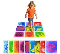 JUEOQOY Lot de 9 carreaux de sol sensoriels liquides de 30,5 cm pour enfants à partir de 3 ans - Tapis à flux de couleur Step-On avec base antidérapante pour salle de classe, coin calme ou jeu