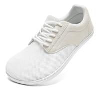 JUEQIBAA Homme Chaussures Pieds Nus Orteil Large Baskets Minimaliste Chaussures Décontractées Respirant Poids Léger pour Marcher Courir L'haltérophilie Blanc 40