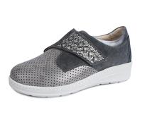 Jürgen Hirsch Chaussures basses en cuir Comfort 05 pour femme, fermeture , semelle intérieure DryGo amovible, anthracite, 41 EU