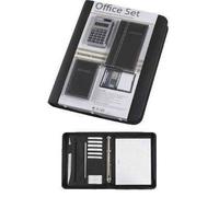 Jüscha Porte-documents A4 en PU noir - Serviette classeur avec set de bureau et 7 compartiments pour cartes