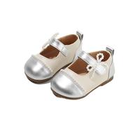 Jueshanzj Mary Jane Chaussures de princesse plates en cuir avec accents de perles pour le printemps et l'automne, Beige, 7.5 Little Kid