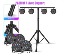 Juex de lumiere - UKING 72W RGB LED Noir Lumière de Scène pour DJ Party Disco - PACK DE 4 Avec Support