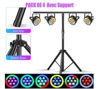 Juex de lumiere- UKING LED Noir Lumière de Scène pour DJ Party Disco - PACK DE 4 Avec Support