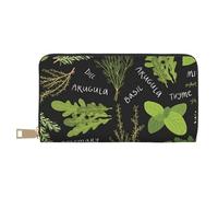 JUEXDEME Basil Thym Aneth et Romarin Long portefeuille en similicuir chic et élégant pour femme moderne avec porte-cartes et poches de rangement, sac à main durable pour voyage quotidien, blanc,