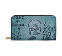 JUEXDEME Crazy Save Manatee Long portefeuille en similicuir chic et élégant pour femme moderne avec porte-cartes et poches de rangement, sac à main durable pour voyage quotidien, blanc, Taille unique