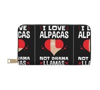 JUEXDEME I Love Alpacas Long portefeuille en similicuir chic et élégant pour femme moderne avec porte-cartes et poches de rangement, sac à main durable pour voyage quotidien, blanc, Taille unique