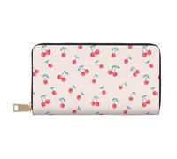 JUEXDEME Joli portefeuille long en similicuir rouge cerise pour femme moderne, grande capacité, porte-cartes et poches de rangement, sac à main durable pour voyage quotidien, blanc, Taille unique