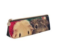 JUEXDEME Jolie trousse à crayons en cuir de cochon d'Inde avec poche zippée métallique pour étudiant, bureau, collège, blanc, Taille unique, Bagage à main
