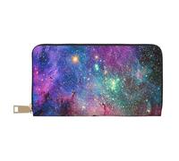 JUEXDEME Long portefeuille coloré galaxie en similicuir chic et élégant pour femmes modernes, grande capacité, porte-cartes et poches de rangement, sac à main durable pour voyage quotidien, blanc,