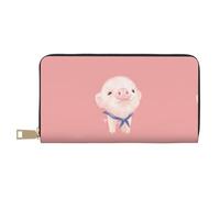 JUEXDEME Pink Pig Long portefeuille en similicuir chic et élégant pour femme moderne, grande capacité, porte-cartes et poches de rangement, sac à main durable pour voyage quotidien, blanc, Taille