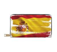 JUEXDEME Portefeuille long en similicuir avec drapeau de l'Espagne - Chic et élégant - Pour femme moderne - Grande capacité - Porte-cartes et poches de rangement - Sac à main durable pour voyage
