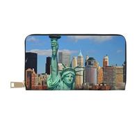 JUEXDEME Portefeuille long en similicuir avec motif statue de la Liberté à New York - Chic et élégant - Pour femme moderne - Grande capacité - Porte-cartes et poches de rangement - Sac à main durable