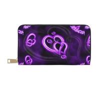 JUEXDEME Purple Love Long portefeuille en similicuir chic et élégant pour femme moderne avec porte-cartes et poches de rangement, sac à main durable pour voyage quotidien, blanc, Taille unique