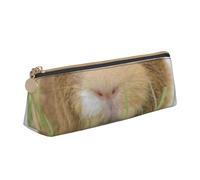 JUEXDEME Trousse à crayons fine en cuir de cochon d'Inde avec poche zippée métallique pour étudiant, bureau, collège, blanc, Taille unique, Bagage à main
