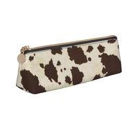 JUEXDEME Trousse à crayons fine en cuir de vache marron avec poche zippée métallique pour étudiant, bureau, collège, blanc, Taille unique, Bagage à main