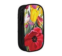 JUEXDEME Trousse pour fournitures scolaires et de bureau, grande capacité, motif tulipe, trousse à crayons de grande capacité pour étudiants, papeterie, boîte à crayons, organiseur de bureau avec