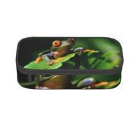 JUEXDEME Trousse pour fournitures scolaires et de bureau, motif grenouille de paix, grande capacité, trousse à crayons pour étudiants, papeterie, organiseur de bureau avec fermeture éclair lisse, Noir