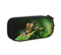 JUEXDEME Trousse pour fournitures scolaires et de bureau, motif grenouille de paix, grande capacité, trousse à crayons pour étudiants, papeterie, organiseur de bureau avec fermeture éclair lisse, Noir