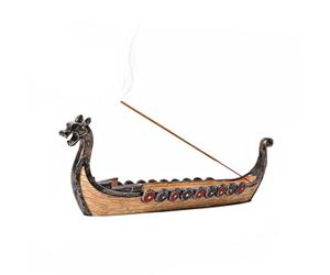 Jueyeek Porte-encens rétro avec dragon bateau porte-brûleur viking bateau encens sculpté à la main ornements d'encens