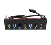 Jufjsfy 7 Port Hub USB 3.0 5Gbs 5,25 Pouces Conduire Baie Panneau CD- pour Boite d'ordinateur + USB 3.0 Connecteur 19 Broches vers câble mâle Type A a Double PCI-E 1X PCI-E 16X