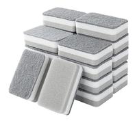 Jufjsfy ÉPonges à RéCurer Robustes, éPonge à Vaisselle Double pour Cuisine, éPonge à RéCurer Multi-Usages pour Nettoyage en Profondeur, 20 PièCes Grises