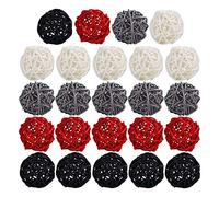 Jufjsfy Lot de 2 boules en rotin décoratives pour , bricolage, décoration de table de mariage (noir, rouge)