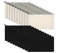 Jufjsfy Lot de 20 trousses de maquillage en toile - Avec fermeture éclair - Vides - Pour les voyages, le bricolage, l'école, beige et noir