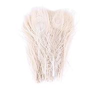 Jufjsfy Lot de 50 plumes de paon blanches naturelles, 10, 12 paons, décoration de mariage