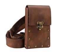 Jufjsfy Medieval Male Leather - Sac de Ceinture Vintage à Poches - Marron