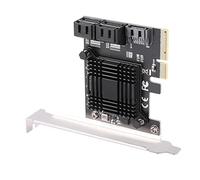 Jufjsfy PCIE à 5 Ports SATA III 6 Gbps Carte d'extension de contrôleur SATA Carte Adaptateur de châssis d'ordinateur JMB585 avec 5 câbles