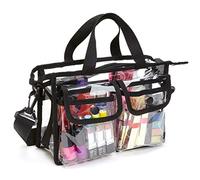 Jufjsfy Sac à bandoulière transparent - Sac cosmétique - Portefeuille approuvé par le stade, Noir et transparent