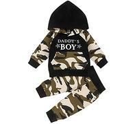 Juflam Bébé garçon camouflage ensemble manches longues papa garçon camouflage Hoodie Top + poches + pantalon long (3-6 mois)