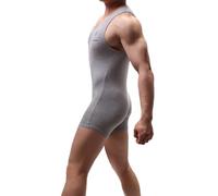 Juflam Bodysuit intégral athlétique en modal et coton pour homme, sous-vêtement de lutte, singlet pour le gym, sous-vêtement de sport, gris, M