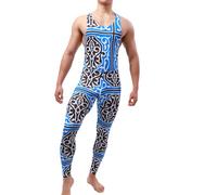 Juflam Hommes Lutte Singlet Le Maillot de Corps Vêtements de Sport Suspensoir sous-vêtements Débardeur de Lutte pour Homme (Bleu, M)