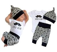 Juflam Nouveau - né garçon vêtements petit homme haut combinaison pantalons + leggings pantalons longs + chapeau Set de 3 (0-6 mois)