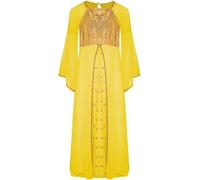 Jugaoge Costume de Ange Enfant Fille Robe de Cérémonie Angélique Manches Évasées Tenue d'Ange Fête Noël Baptême Jaune 11-12 ans