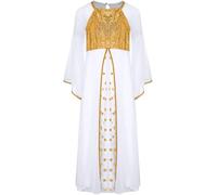Jugaoge Costume de Ange Enfant Fille Robe de Cérémonie Angélique Manches Évasées Tenue d'Ange Fête Noël Baptême Blanc 13-14 ans
