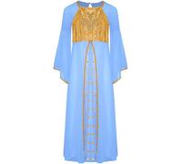 Jugaoge Costume de Ange Enfant Fille Robe de Cérémonie Angélique Manches Évasées Tenue d'Ange Fête Noël Baptême Bleu 13-14 ans