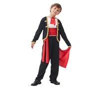 Jugaoge Costume Matador Espagnol Garçon Ensemble Flamenco 5 Pièces ostume Torero Fête Halloween Cosplay Carnaval Noir Rouge 7-8 ans