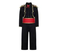 Jugaoge Costume Torero Espagnol Garçon Ensemble Flamenco Veste à Col Montant Manches Longues Pantalon et Ceinture Cosplay Carnaval Noir 8-10 ans