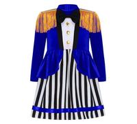 Jugaoge Déguisement Cirque Ringmaster Bébé Robe Velours Rayé Costume Directeur de Cirque Bébés Fête Halloween Bleu royal 0-6 mois