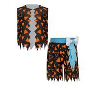 Jugaoge Déguisement des Caverne Enfant Garçon Gilet Préhistorique et Short de Tribal Tenue Cavernicola Carnaval Halloween Fête Noir 5-6 ans