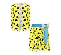 Jugaoge Déguisement des Caverne Enfant Garçon Gilet Préhistorique et Short de Tribal Tenue Cavernicola Carnaval Halloween Fête Jaune 13-14 ans