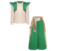 Jugaoge Déguisement Princes Arabes Garçons Costumes Chemise Avec Pantalon Sarouel Carnaval Cosplay 4-16 Ans Vert 3-4 ans