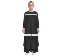 Jugaoge Enfant Fille Costume Traditionnelle Musulmane Robe Modeste Longue Manche Costume Abaya Ethique Robe Islamique Fête Ramadan Noir 7-8 ans