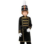 Jugaoge Enfant Garçon Uniforme de Fanfare Veste Longue Casque Gants Ceinture Tenue de Garde Royale Cosplay Carnaval B Noir 15-16 ans