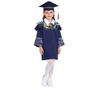 Jugaoge Ensemble Maternelle Enfant Fille 3 Pièces Costume Diplôme Robe Cérémonie et Cape avec Chapeau Fleuri Bleu B 8-9 ans