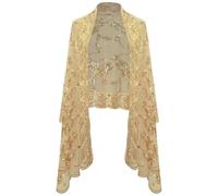 Jugaoge Étole Foulard Écharpe Paillette Brillante de Soirée Femme Châle Cape de Mariage Année 20 Vintage Partie à Thème Charleston Beige Or Taille unique