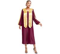Jugaoge Femme Robe Brillant de Choeur Veste Fermeture éclair Tunique d'église Clergé à Manches Longues S-XXL Bourgogne S