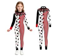 Jugaoge Garçon Fille Costume Clown Pour Effrayant Bouffon Cosplay Filles | Col Montant,Simulation Volants,Combinaisons Moulantes,Halloween Cosplay,Performance,Jeu De Rôle,Vrai Magicien,Noël,Soirée